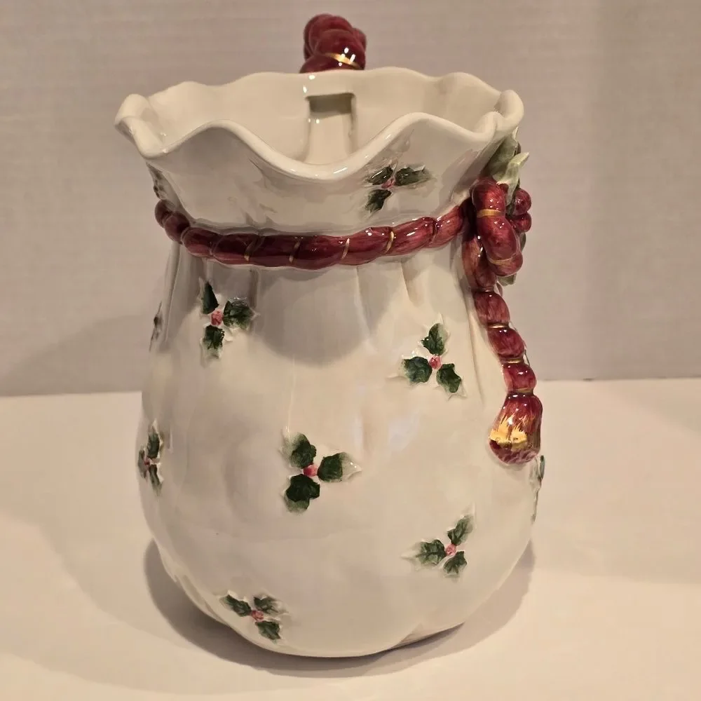 Vintage 1990 Fitz and Floyd 2 Qt Pitcher Old World Christmas Collectible